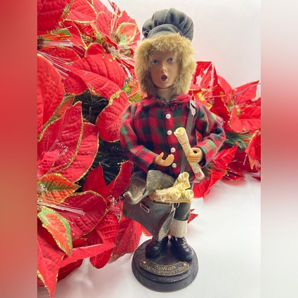 Vintage Rohan the Newspaper Boy Old Victorian Christmas Caroler‎